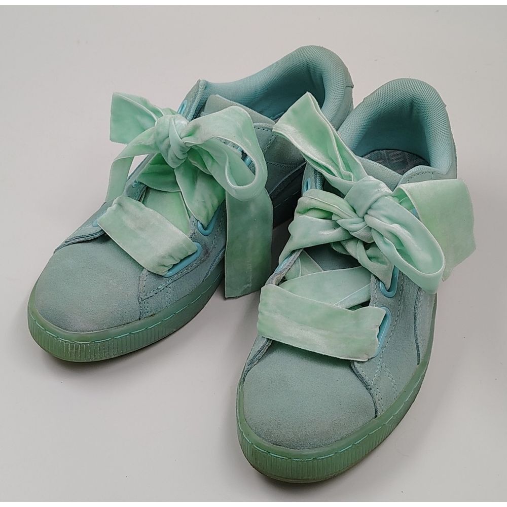 Puma Heart Reset Suede Velvet Bow Sneakers Shoes Sz 10
